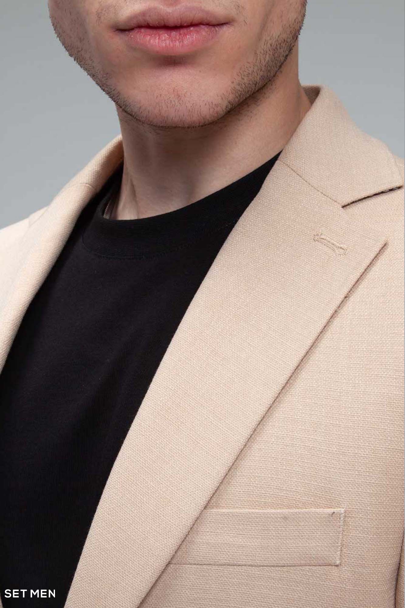 کت تک مردانه نیم آستر یقه انگلیسی تک دکمه دو چاک