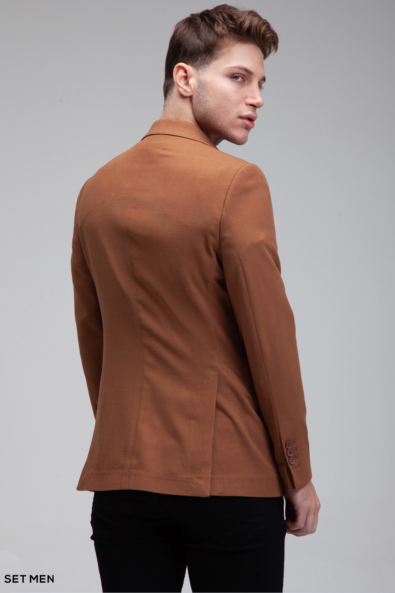 کت تک مردانه نیم آستر یقه انگلیسی تک دکمه دو چاک