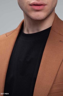 کت تک مردانه نیم آستر یقه انگلیسی تک دکمه دو چاک