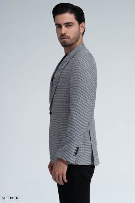 کت تک مردانه یقه بلیزر نیم آستر تک دکمه دوچاک