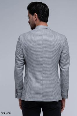 کت تک مردانه یقه بلیزر نیم آستر تک دکمه دوچاک