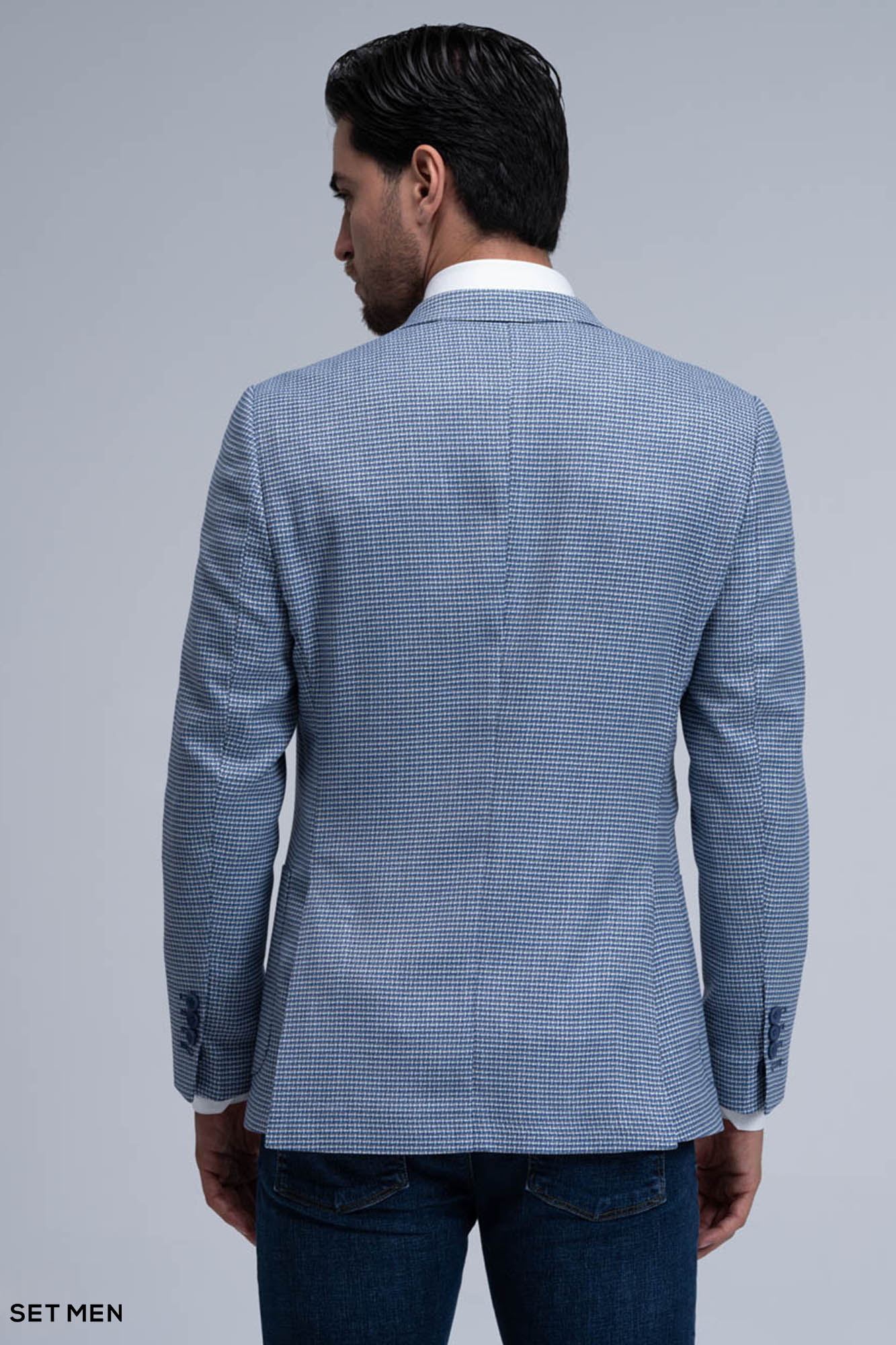 کت تک مردانه یقه بلیزر نیم آستر تک دکمه دوچاک