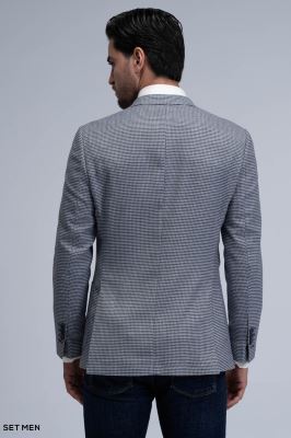 کت تک مردانه یقه بلیزر نیم آستر تک دکمه دوچاک