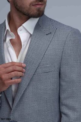 کت تک مردانه یقه بلیزر نیم آستر تک دکمه دوچاک