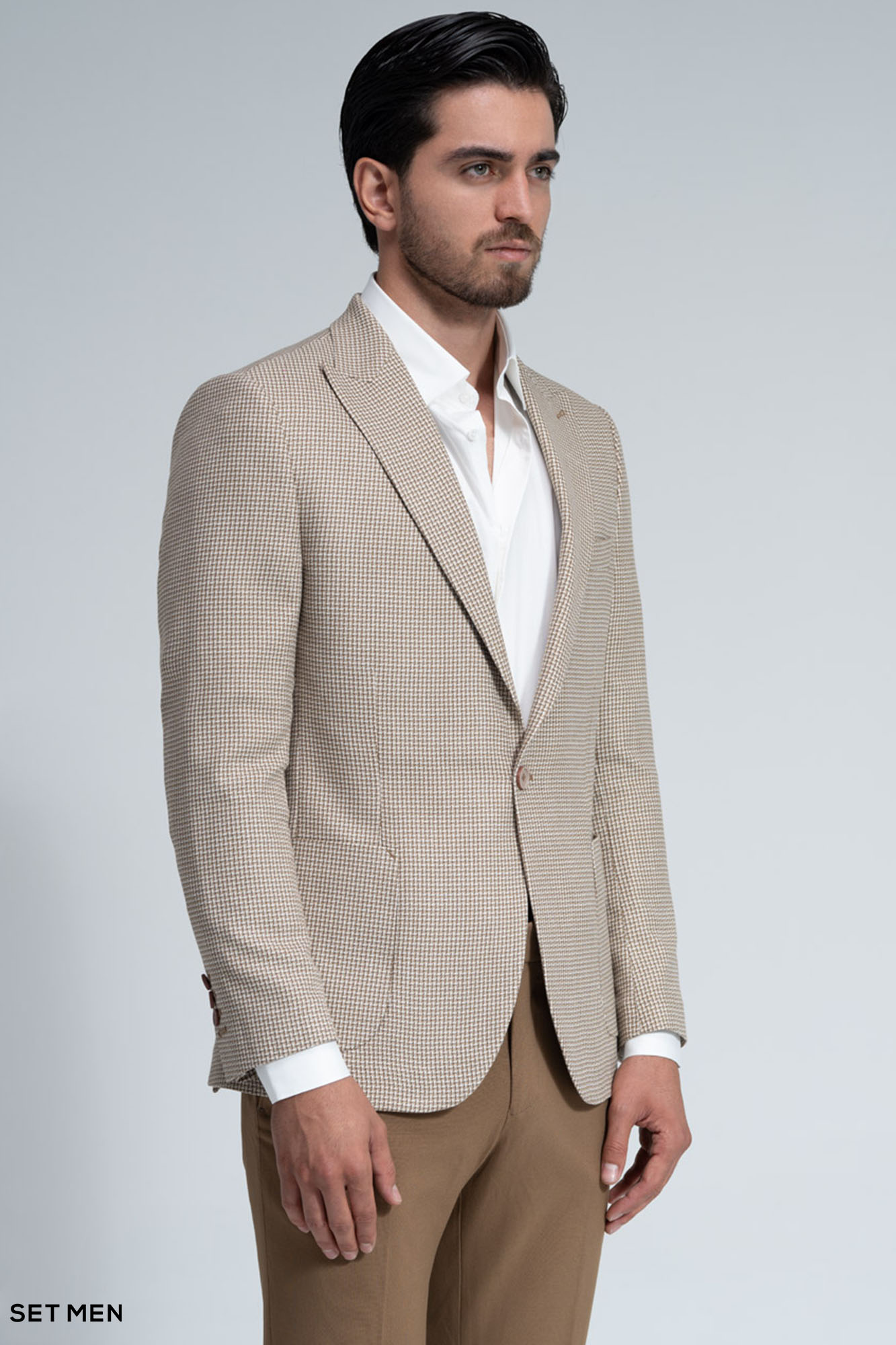 کت تک مردانه یقه بلیزر نیم آستر تک دکمه دوچاک