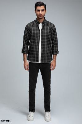 پیراهن پشمی چهارخانه