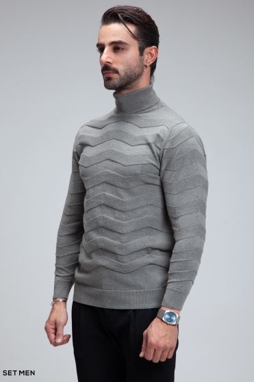 بافت یقه اسکی طرح دار