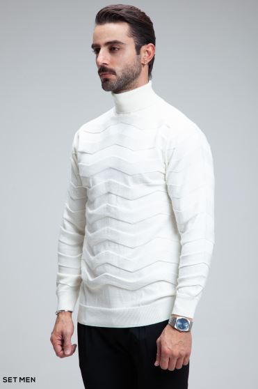 بافت یقه اسکی طرح دار