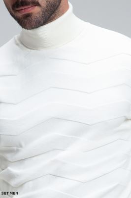 بافت یقه اسکی طرح دار