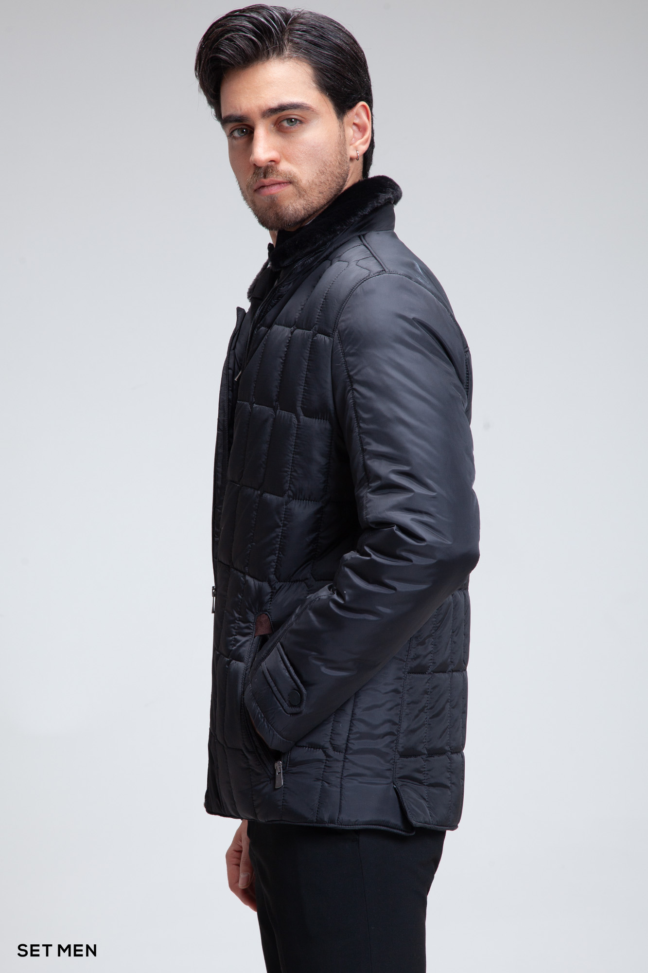 کاپشن کتی یقه خز دار