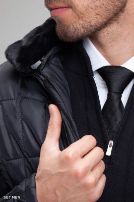 کاپشن کتی یقه خز دار