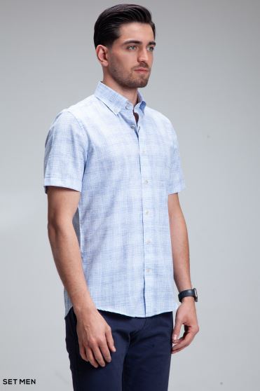 پیراهن مردانه آستین کوتاه لینن پیراهن مردانه آستین کوتاه لینن