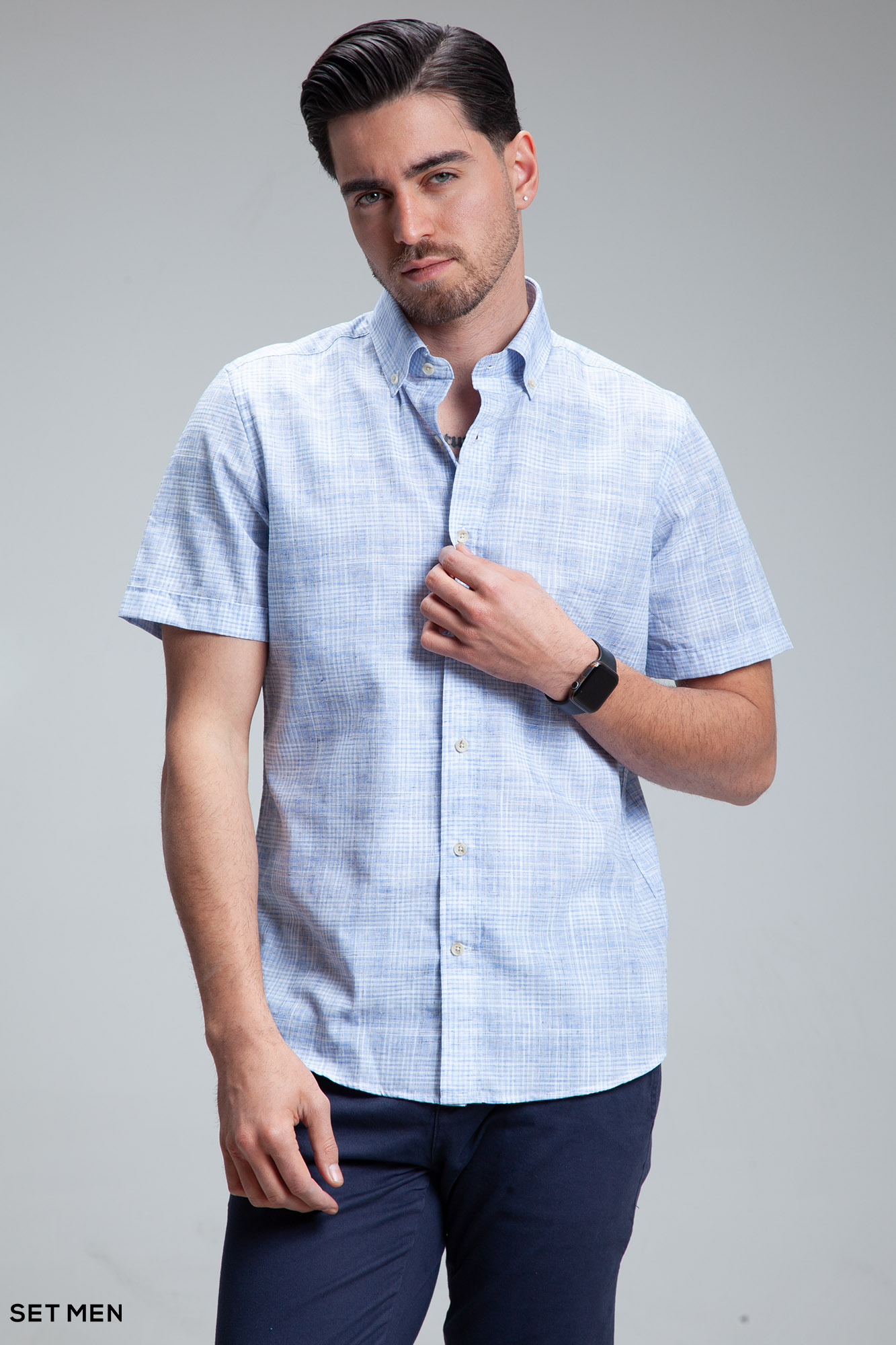 پیراهن مردانه آستین کوتاه لینن