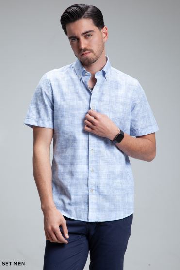 پیراهن مردانه آستین کوتاه لینن پیراهن مردانه آستین کوتاه لینن