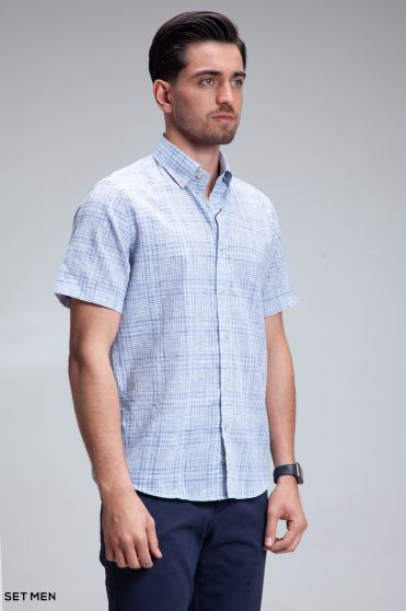 پیراهن مردانه آستین کوتاه لینن پیراهن مردانه آستین کوتاه لینن