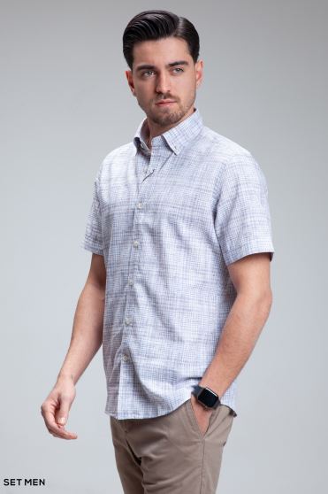 پیراهن مردانه آستین کوتاه لینن پیراهن مردانه آستین کوتاه لینن