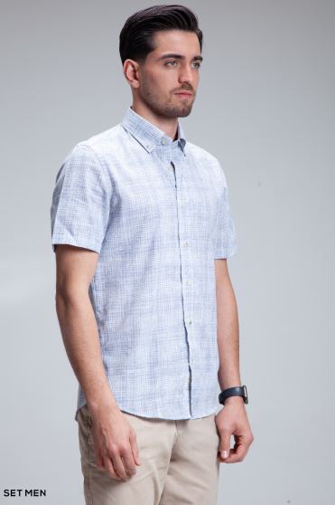 پیراهن مردانه آستین کوتاه لینن پیراهن مردانه آستین کوتاه لینن