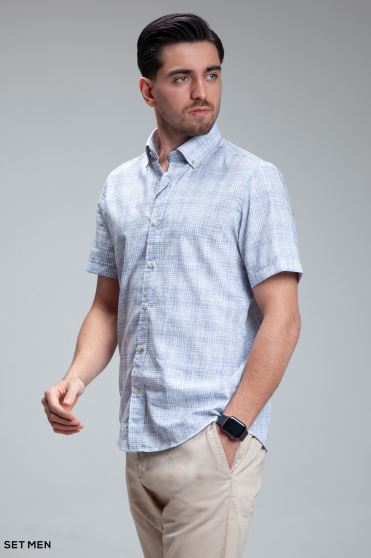 پیراهن مردانه آستین کوتاه لینن پیراهن مردانه آستین کوتاه لینن