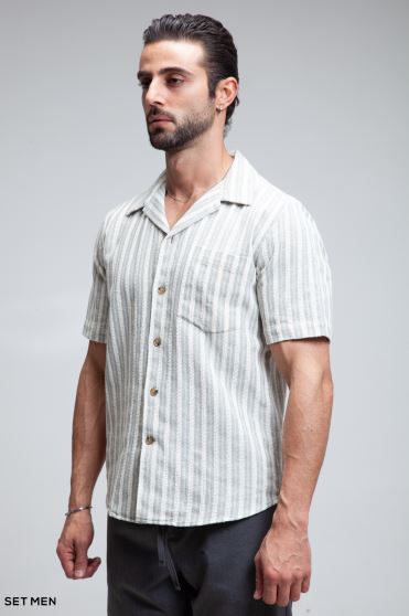 پیراهن مردانه کنفی آستین کوتاه