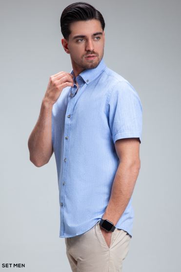 پیراهن مردانه آستین کوتاه لینن پیراهن مردانه آستین کوتاه لینن