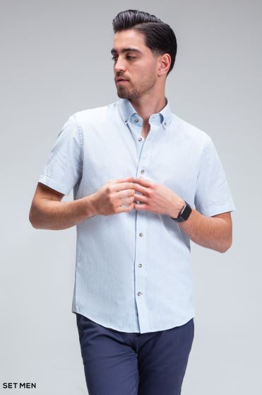 پیراهن مردانه آستین کوتاه لینن پیراهن مردانه آستین کوتاه لینن