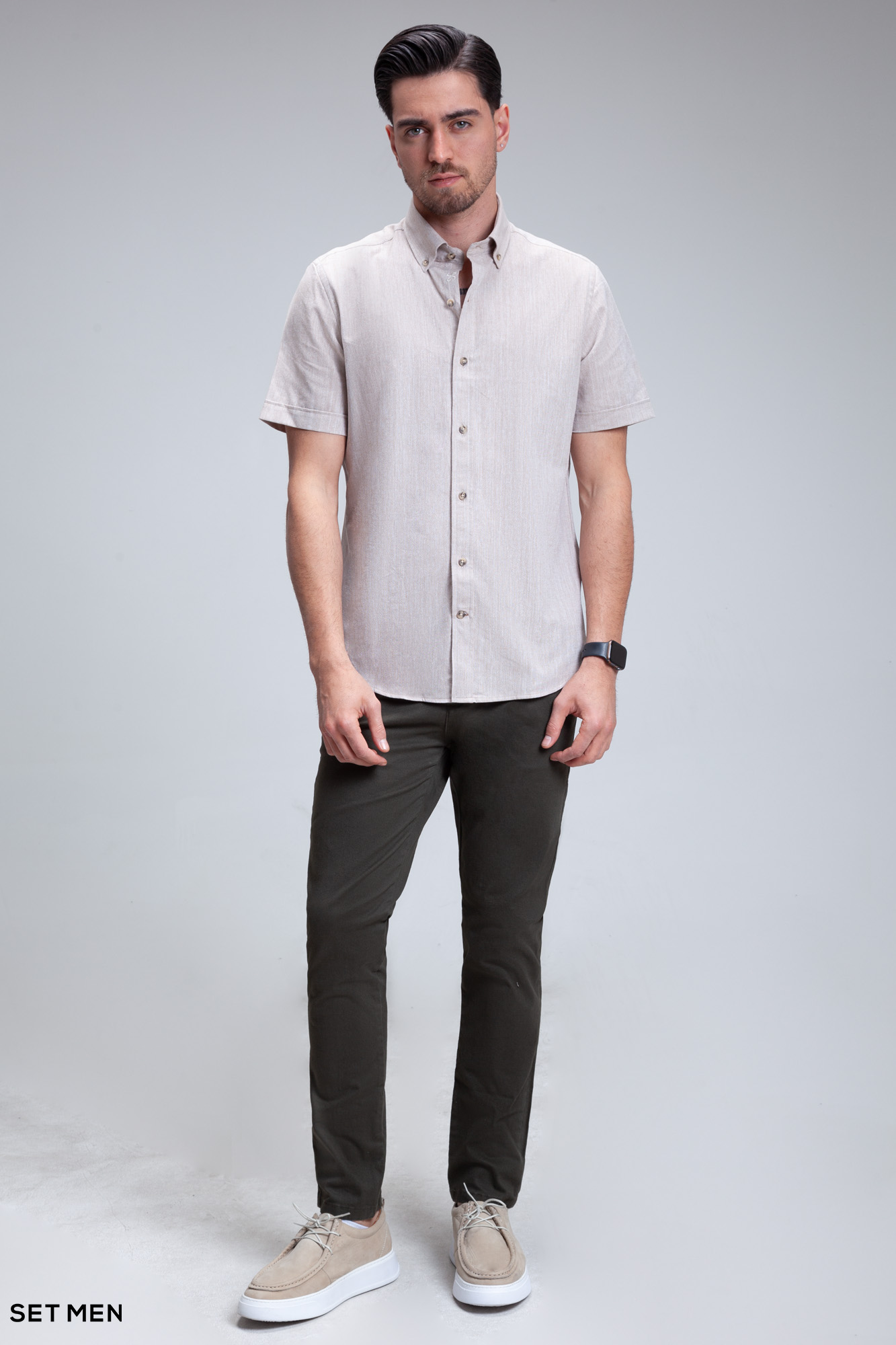 پیراهن مردانه آستین کوتاه لینن