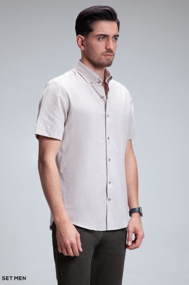 پیراهن مردانه آستین کوتاه لینن پیراهن مردانه آستین کوتاه لینن