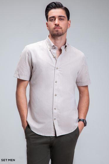 پیراهن مردانه آستین کوتاه لینن پیراهن مردانه آستین کوتاه لینن