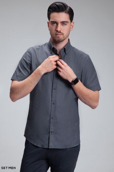 پیراهن مردانه آستین کوتاه لینن پیراهن مردانه آستین کوتاه لینن