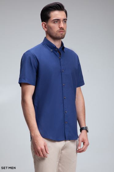پیراهن مردانه آستین کوتاه لینن پیراهن مردانه آستین کوتاه لینن