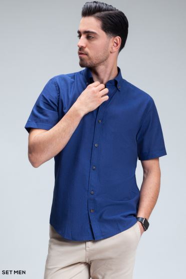 پیراهن مردانه آستین کوتاه لینن پیراهن مردانه آستین کوتاه لینن