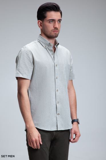 پیراهن مردانه آستین کوتاه لینن پیراهن مردانه آستین کوتاه لینن
