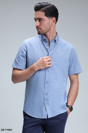 پیراهن مردانه آستین کوتاه لینن پیراهن مردانه آستین کوتاه لینن