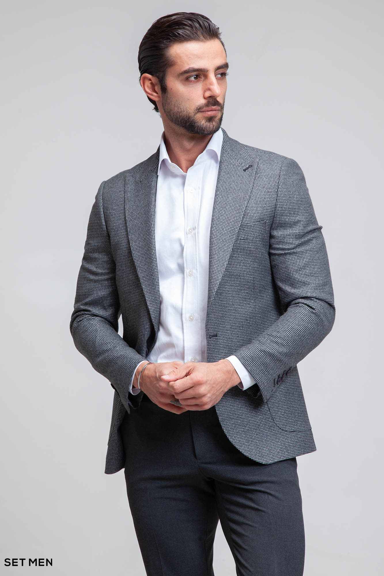 کت تک مردانه یقه بلیزر تک دکمه پیردوپل