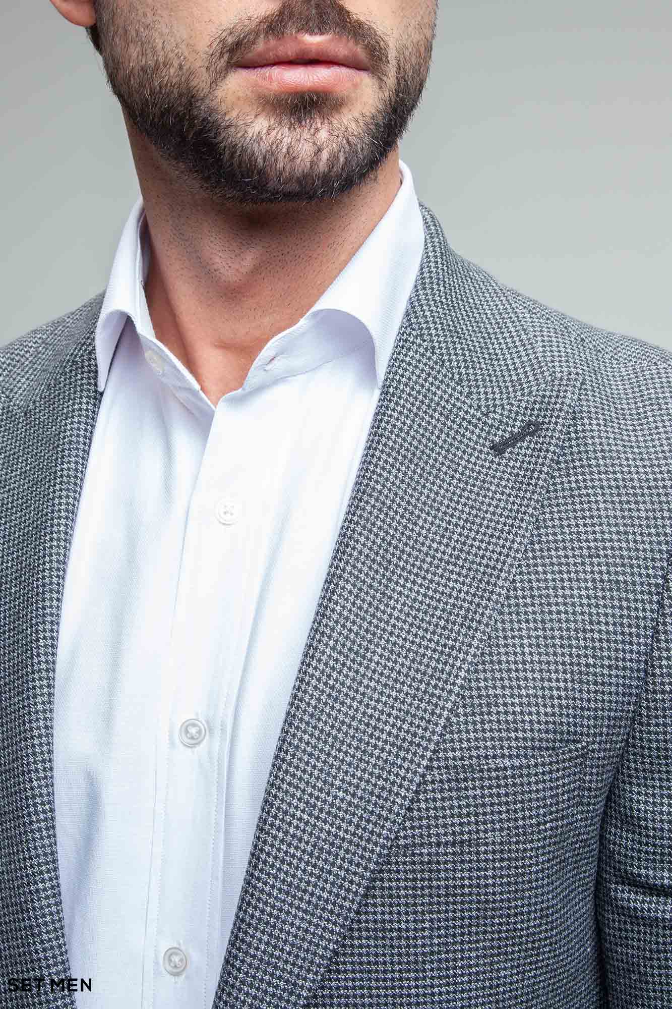 کت تک مردانه یقه بلیزر تک دکمه پیردوپل