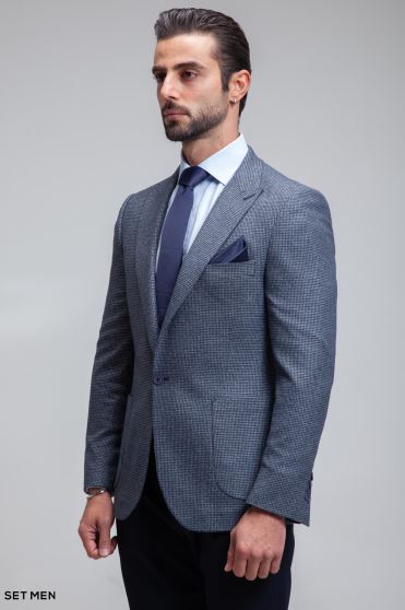 کت تک مردانه یقه بلیزر تک دکمه پیردوپل