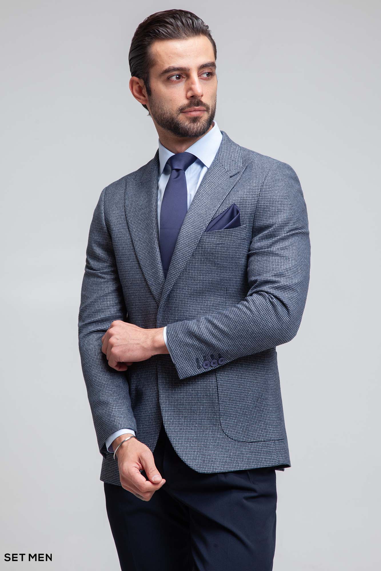 کت تک مردانه یقه بلیزر تک دکمه پیردوپل