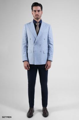 کت تک مردانه دبل برست لینن دیپلمات