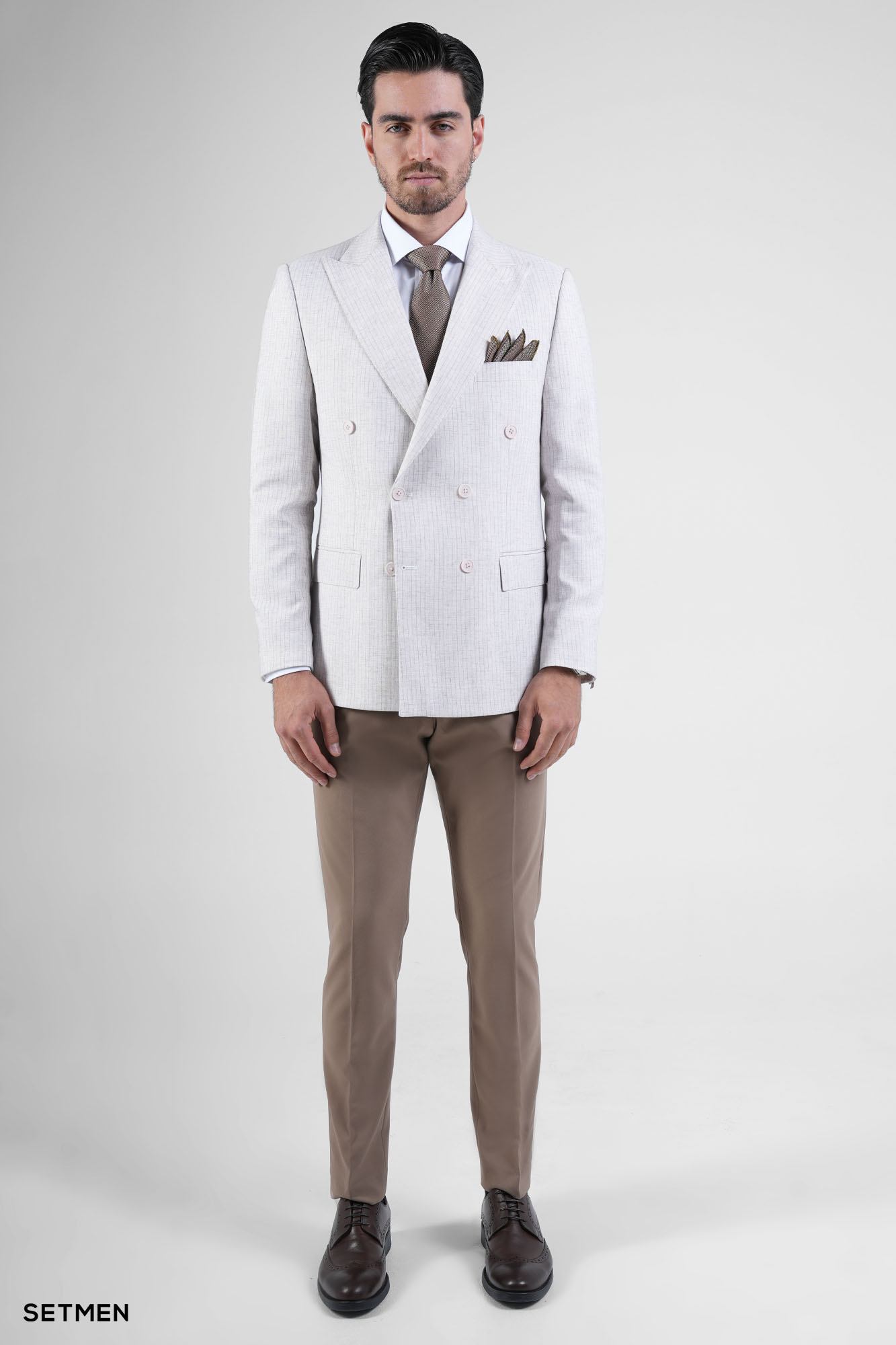 کت تک مردانه دبل برست لینن دیپلمات