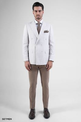 کت تک مردانه دبل برست لینن دیپلمات
