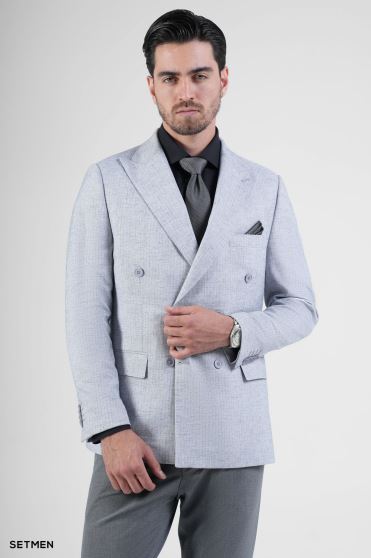 کت تک مردانه دبل برست لینن دیپلمات