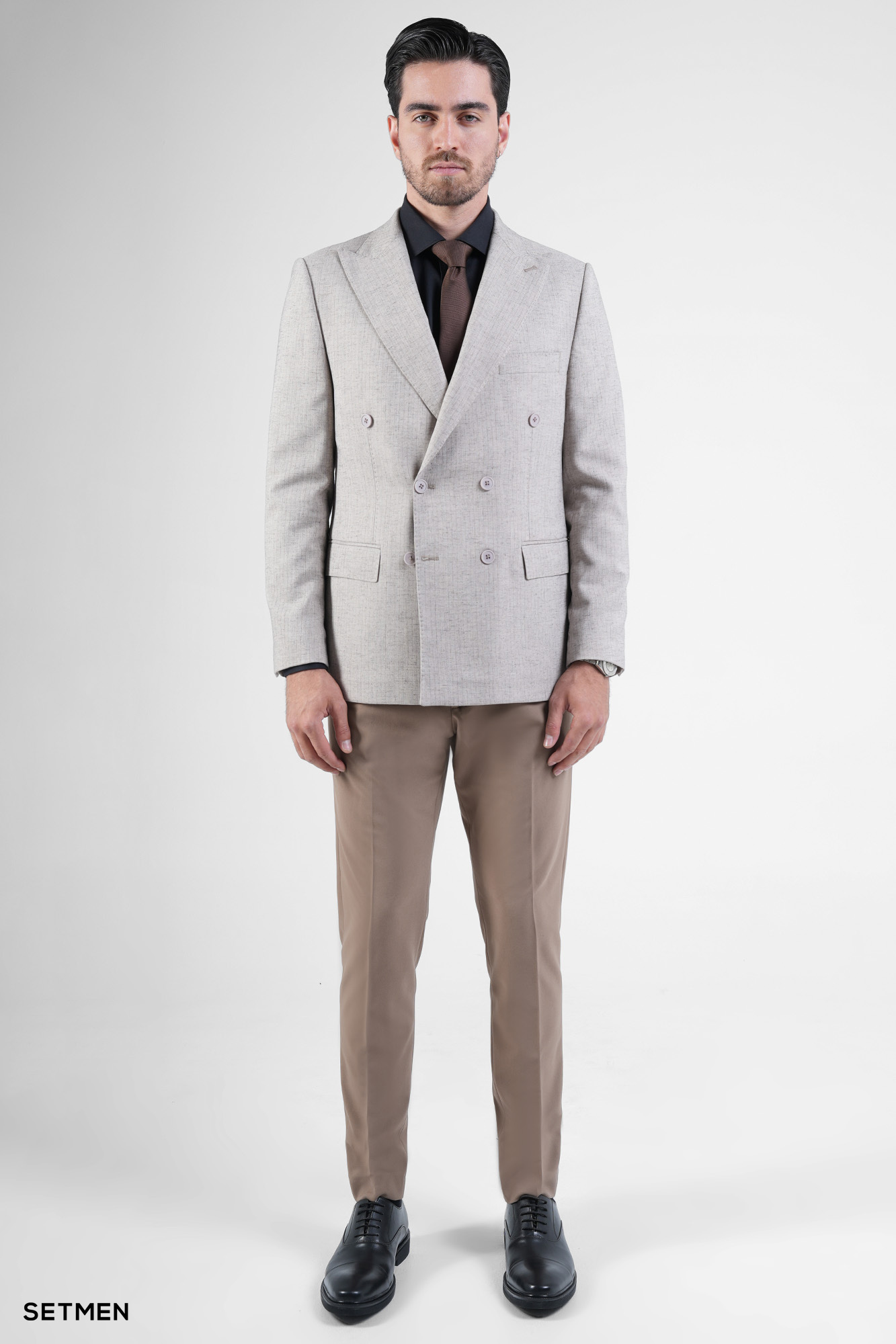 کت تک مردانه دبل برست لینن دیپلمات