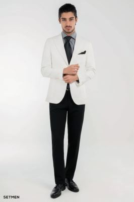 کت تک مردانه نیم آستر دو دکمه یقه ایتالیایی