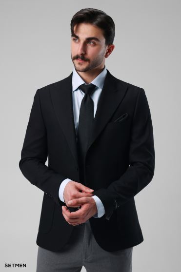 کت تک مردانه نیم آستر دو دکمه یقه ایتالیایی