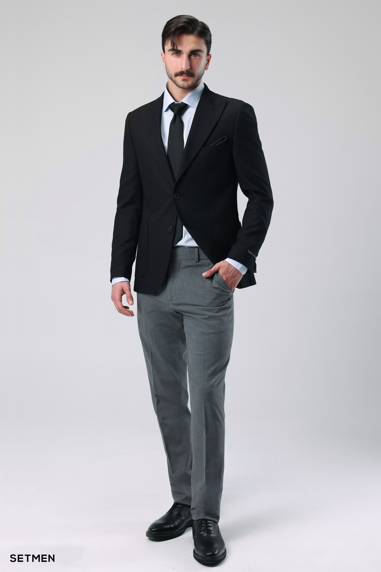 کت تک مردانه نیم آستر دو دکمه یقه ایتالیایی