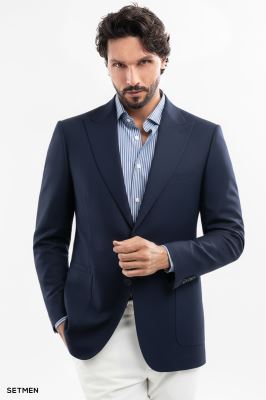 کت تک مردانه نیم آستر دو دکمه یقه ایتالیایی