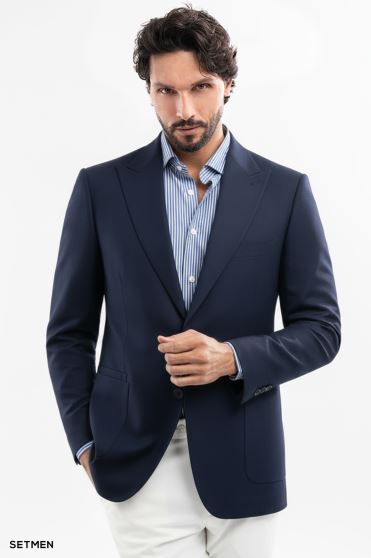 کت تک مردانه نیم آستر دو دکمه یقه ایتالیایی