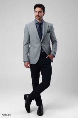 کت تک مردانه نیم آستر دو دکمه یقه ایتالیایی