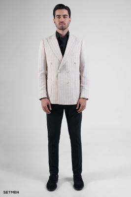 کت مردانه نیم آستر شش دکمه دیپلمات