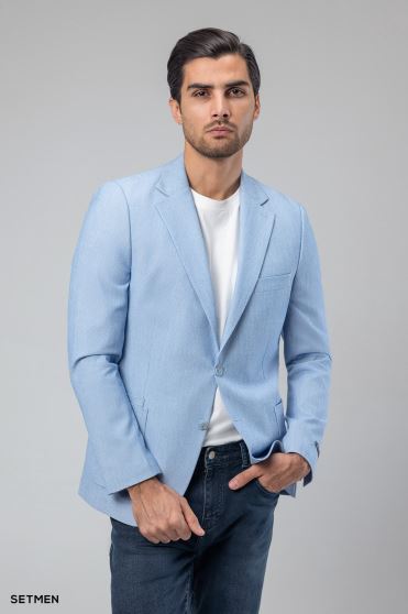 کت تک مردانه دودکمه نیم آستر پارچه GOFRE کت تک مردانه دودکمه نیم آستر پارچه GOFRE